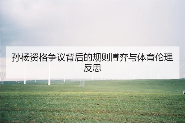 孙杨资格争议背后的规则博弈与体育伦理反思